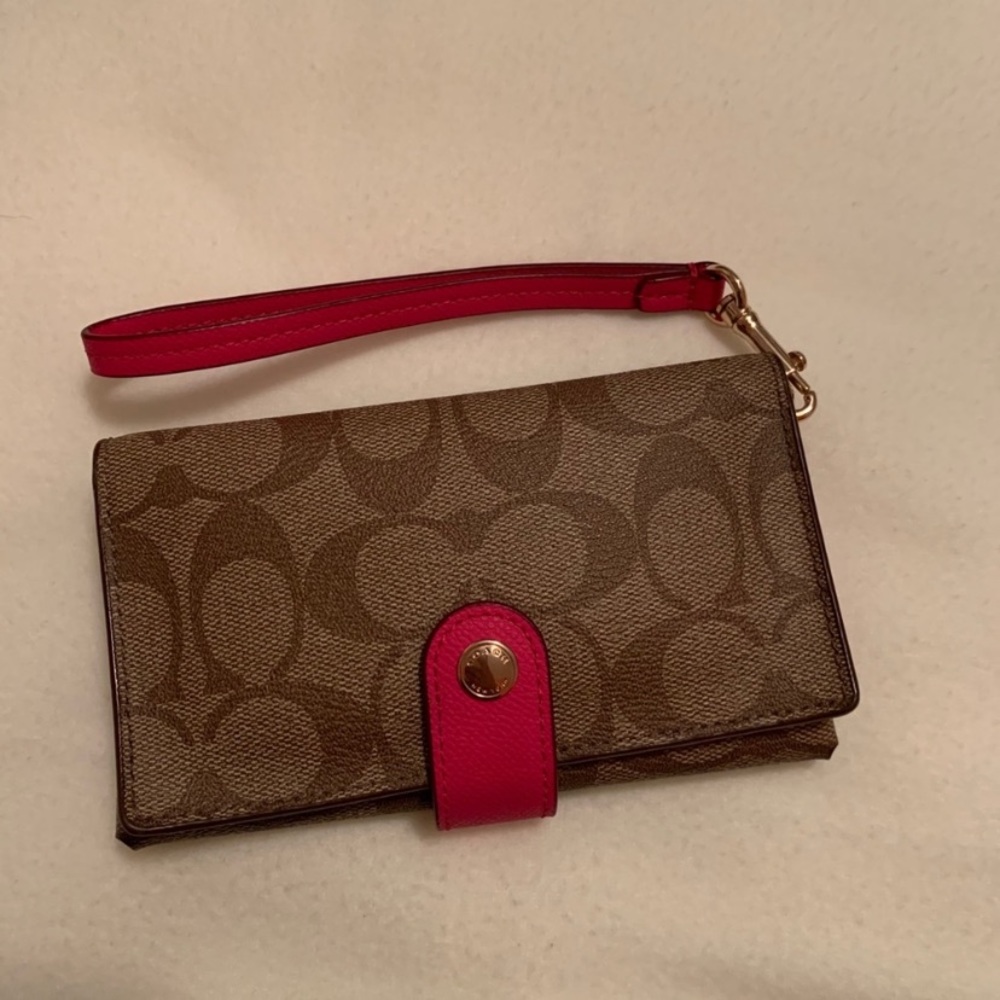 Phone holder/wallet hot pink